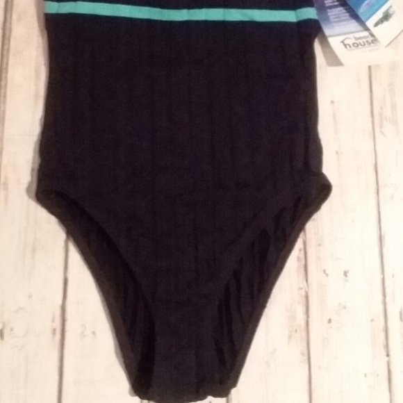 Beach House By Gabar High-Neck Navy Swimsuit Sz.14 - Picture 4 of 7
